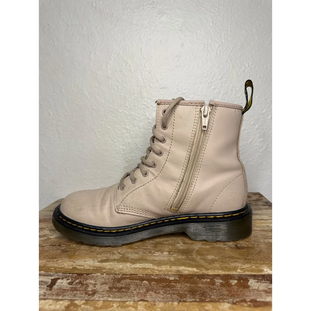 Doc Martens 1460 Girls 3 Lace Up Boots Taupe Leather